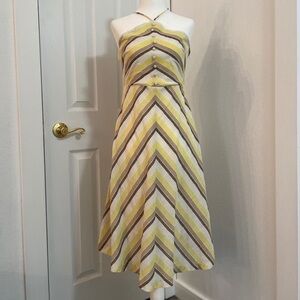 Halter top Yellow stripe Midi Sundress NWT